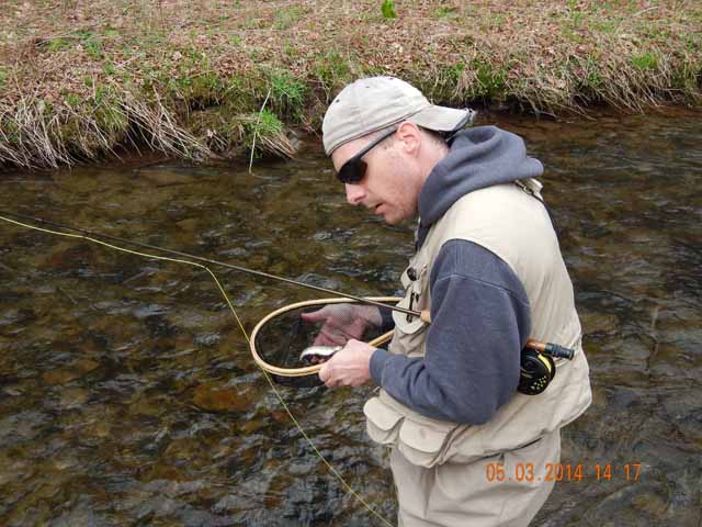 DSCN0578.jpg -                                Hey, then John got one.  I suspect this was his first native trout.